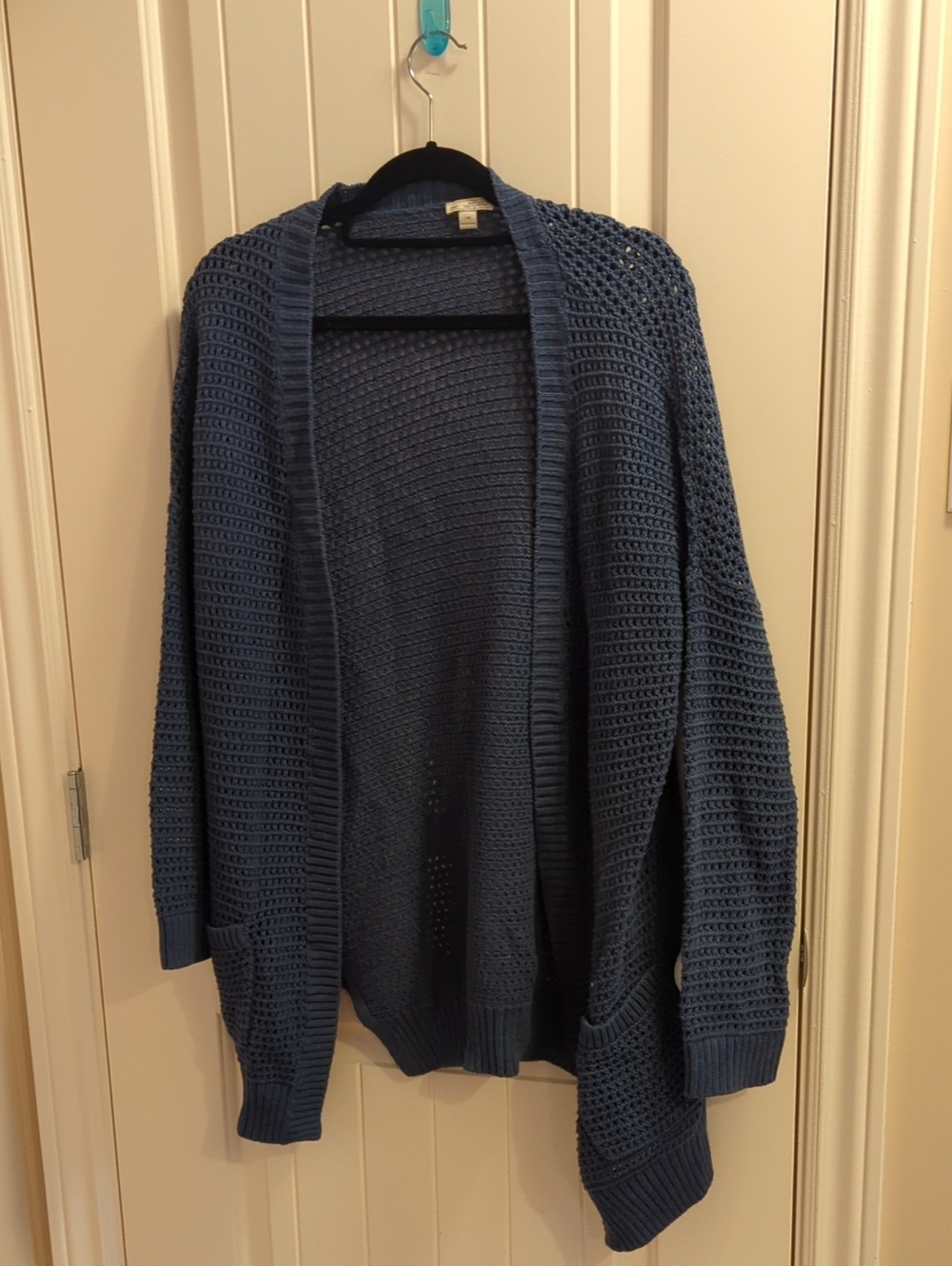 Gap Women's Sz. L Open-Front Navy Knit Cotton Cardigan Sweater